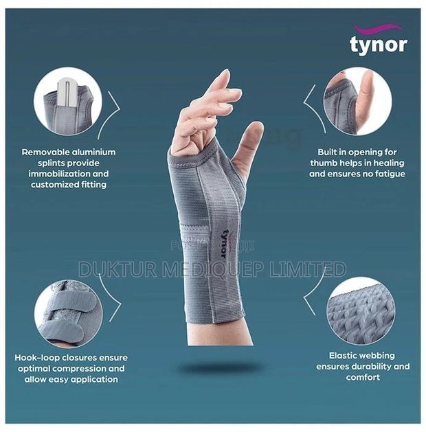 Tynor E-01 Elastic Wrist Splint Medium Grey Right( or Left) - main view