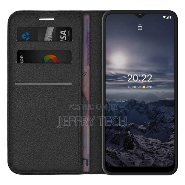 Leather Wallet Case Card Holder Pouch for Nokia G21 - Blac - main view