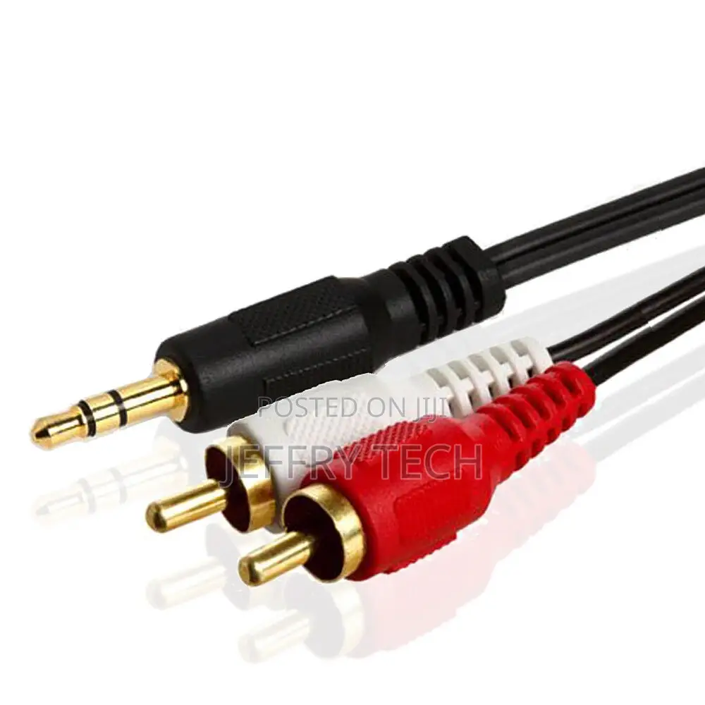 5 M 3.5mm to 2RCA Male Audio Auxiliary Aux Stereo Y Splitter