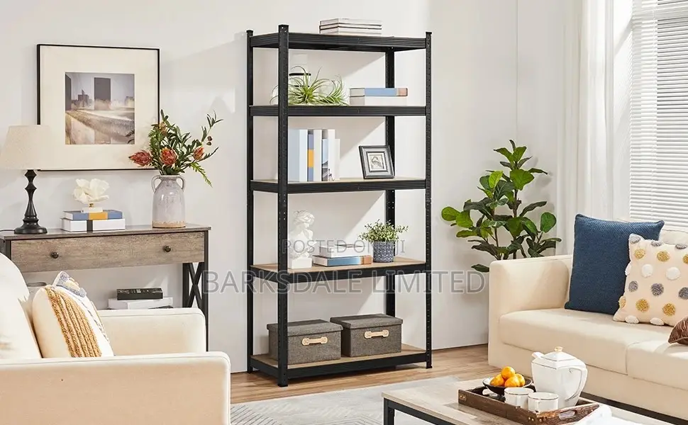 5-Tier Shelves Metal Adjustable Storage 90*40*180cm Black