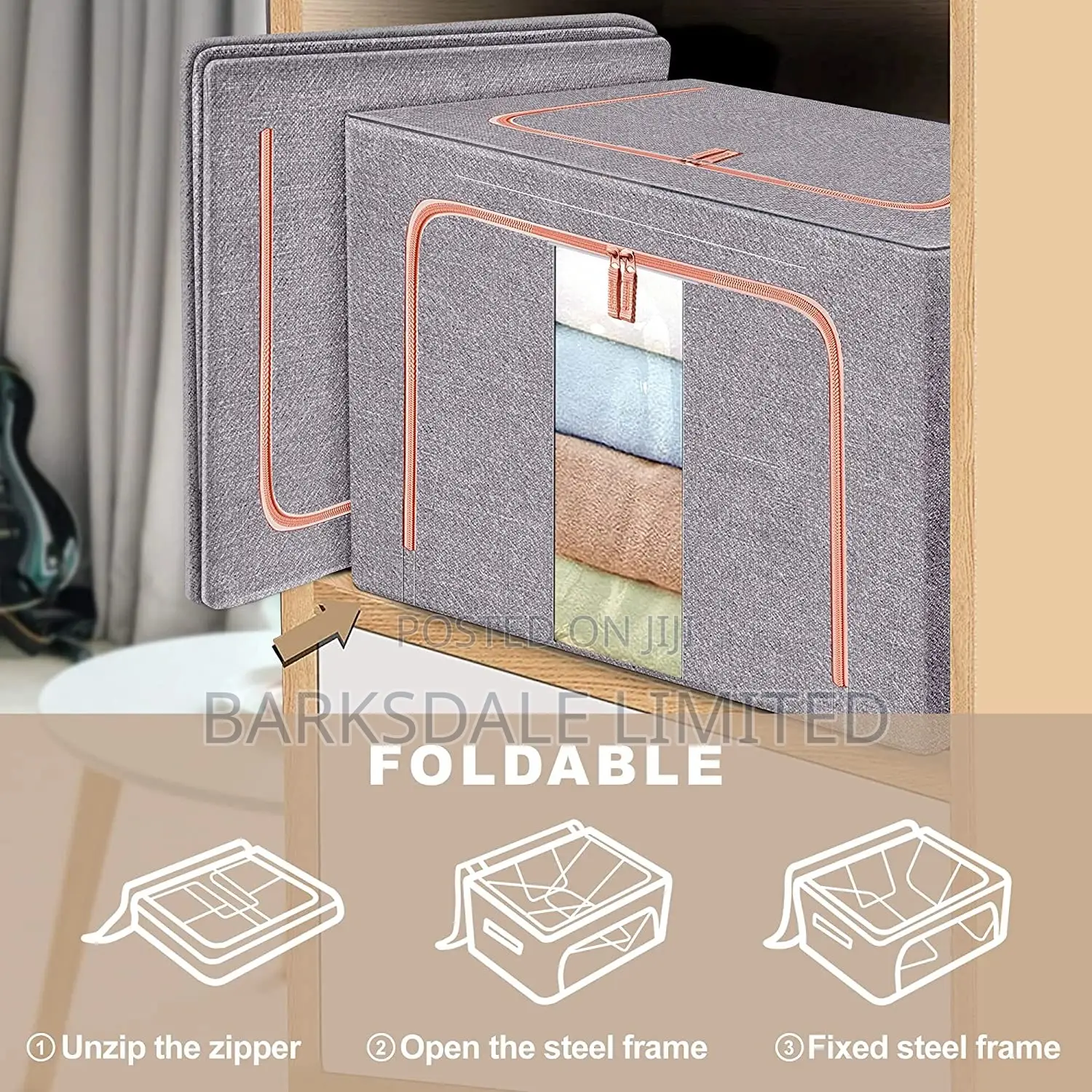 Clothes Storage Bag Organizer Foldable Box Fabric Stackable