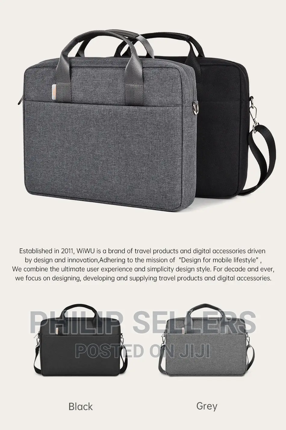Wiwu - Lightweight and Waterproof Laptop Shoulder Bag, Shoul
