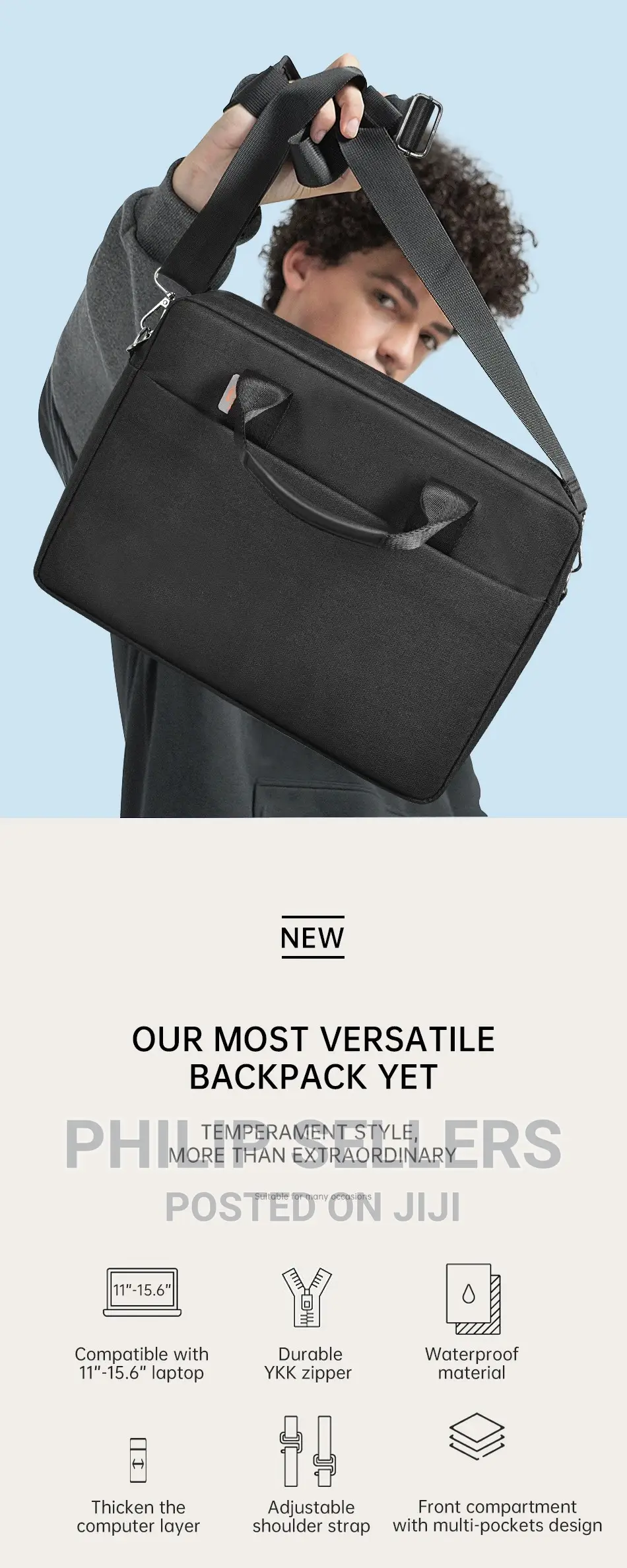 Wiwu - Lightweight and Waterproof Laptop Shoulder Bag, Shoul