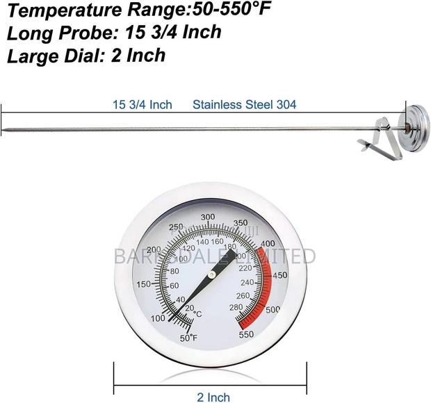 BBQ Grill Temperature Gauge Thermometer Dial Stem Long Meat - thumbnail 4