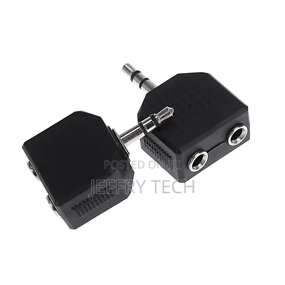 3.5mm Male to 2X 3.5 Mm Aux Stereo Female Jack Connector Con