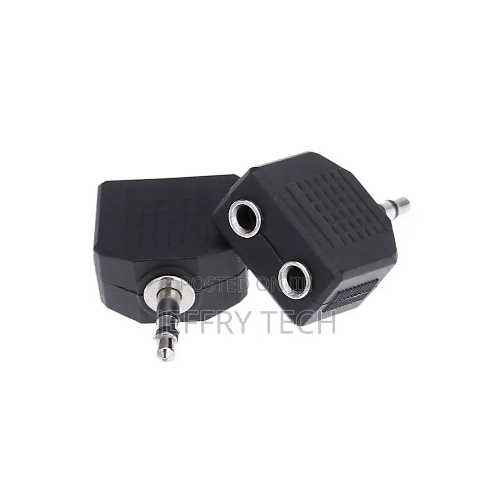 3.5mm Male to 2X 3.5 Mm Aux Stereo Female Jack Connector Con