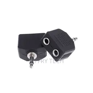 3.5mm Male to 2X 3.5 Mm Aux Stereo Female Jack Connector Con