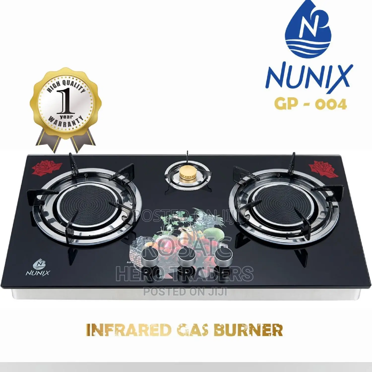 Nunix 3 Burner Glass Top Table Infrared Cooker