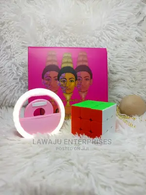 Rubic Cube +Eye Shadow Pallete +Phone Selfie Ring Gift Set