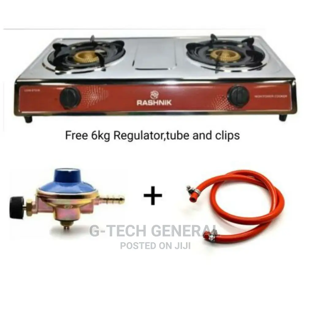 Rashnik 2 Burner Cook Top- Free 6kg Regulator, Pipe