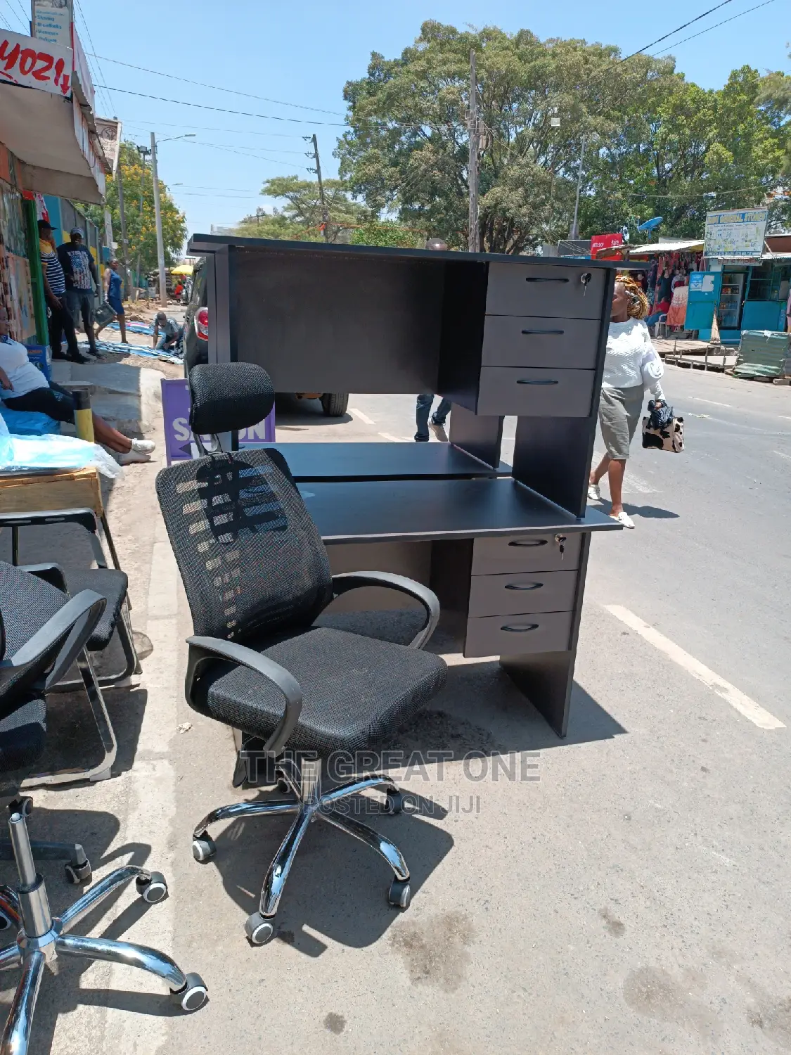 Office Desk (Dark Grey) + Chair
