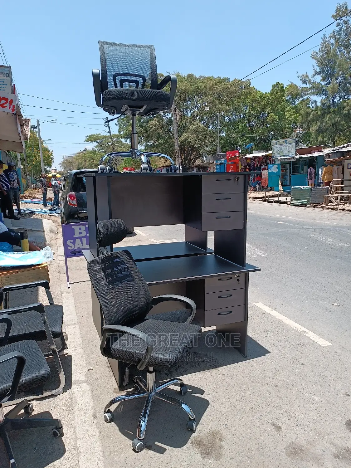 Office Desk (Dark Grey) /Chair