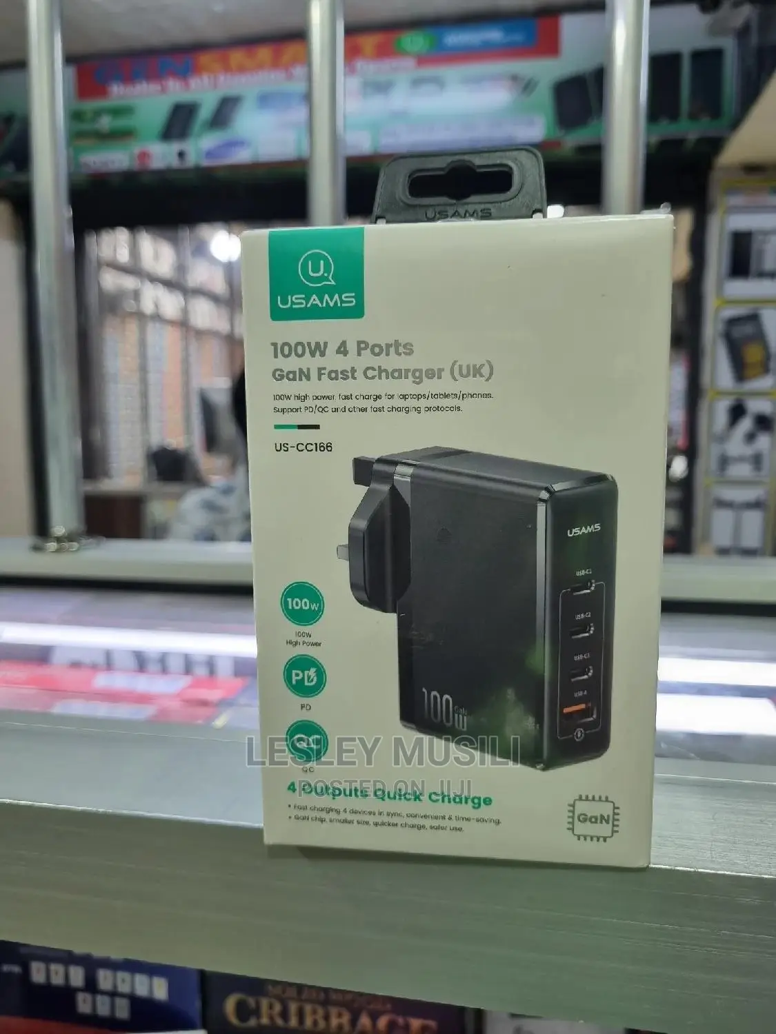 USAMS CC166 PD+QC Fast 100w Usb 4 Ports Gan Charger