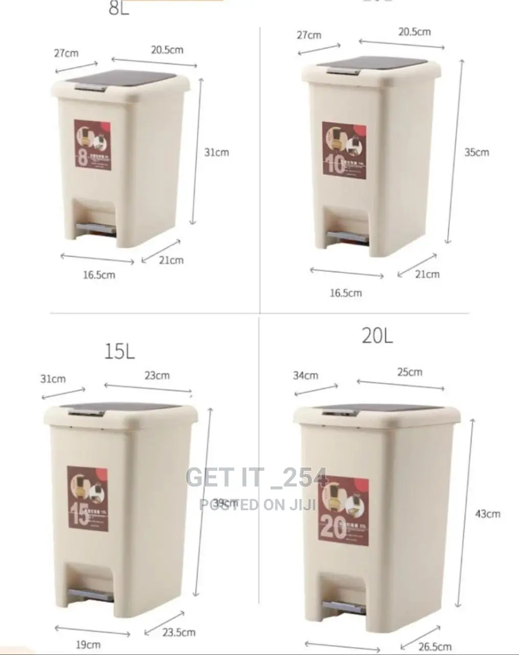 *2 in 1 Pedal/Push Dustbin* - 10 Litres