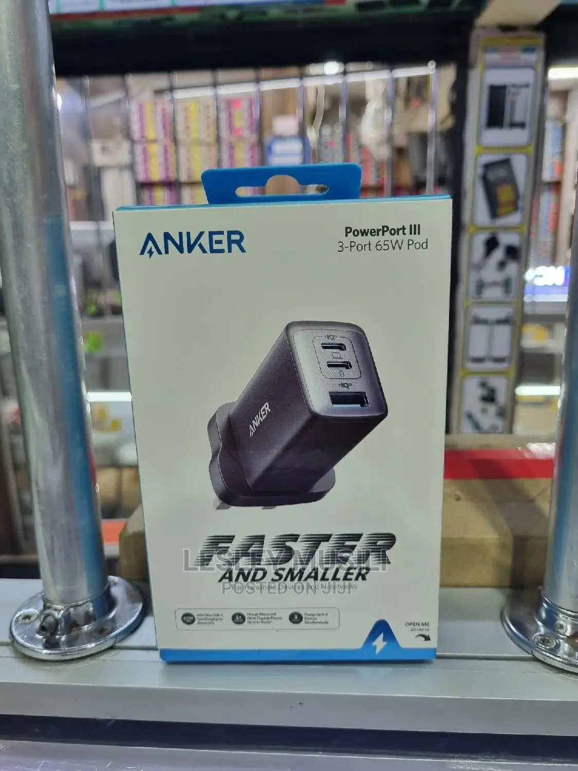 Anker Powerport III 3-Port 65W Pod –High Speed USB-C Charger