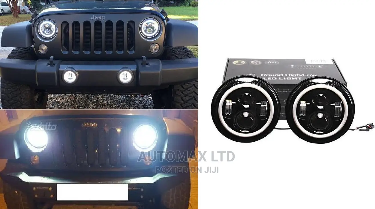 LED Headlights With Dual Full/Dim. For Jeep Wrangler