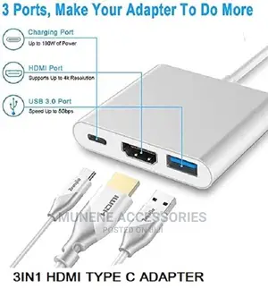 USB C to HDMI Adapter,3-in-1 Type-C Hub Pd Charging Port