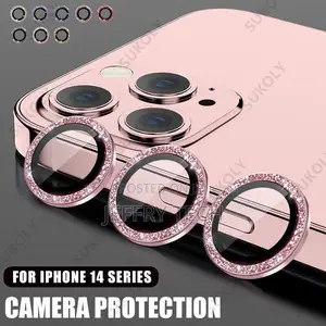 iPhone 14 13 Pro Max 11 12 Glitter Bling Lens Tempered Glas