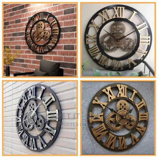Vintage Gear Wall Clock Size: 50cm Colours: Silver and Gold