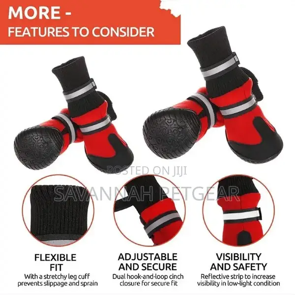 Anti-Slip Extended Cuff Length Dog Boots, for Small-Large Do