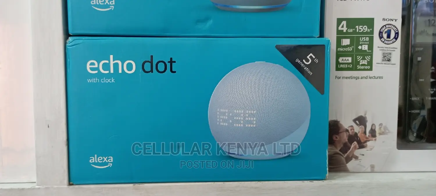 Echo Dot 5th Generation With Clock Cloud Blue