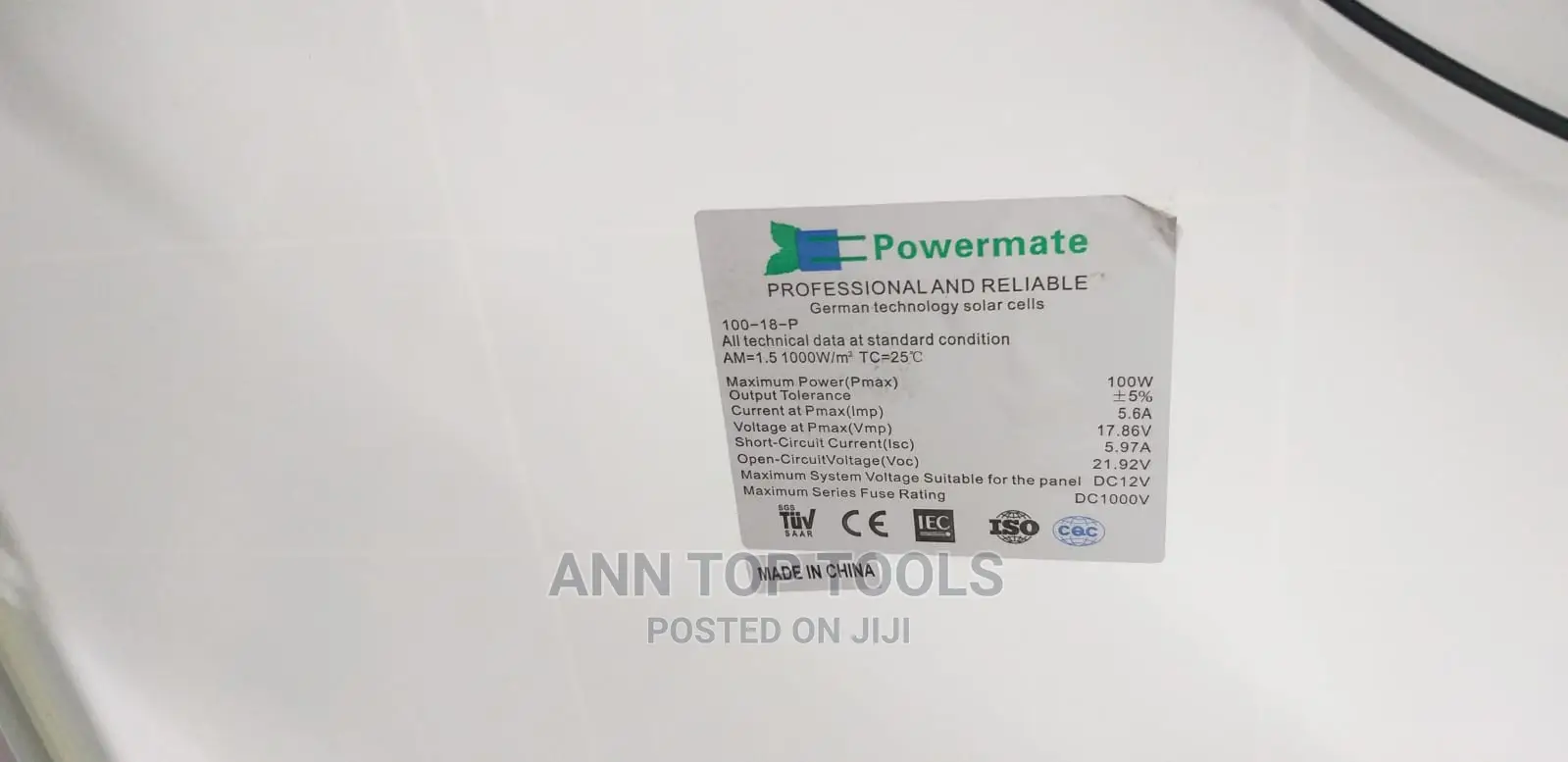 Original Powermate 100watts Solar Panel