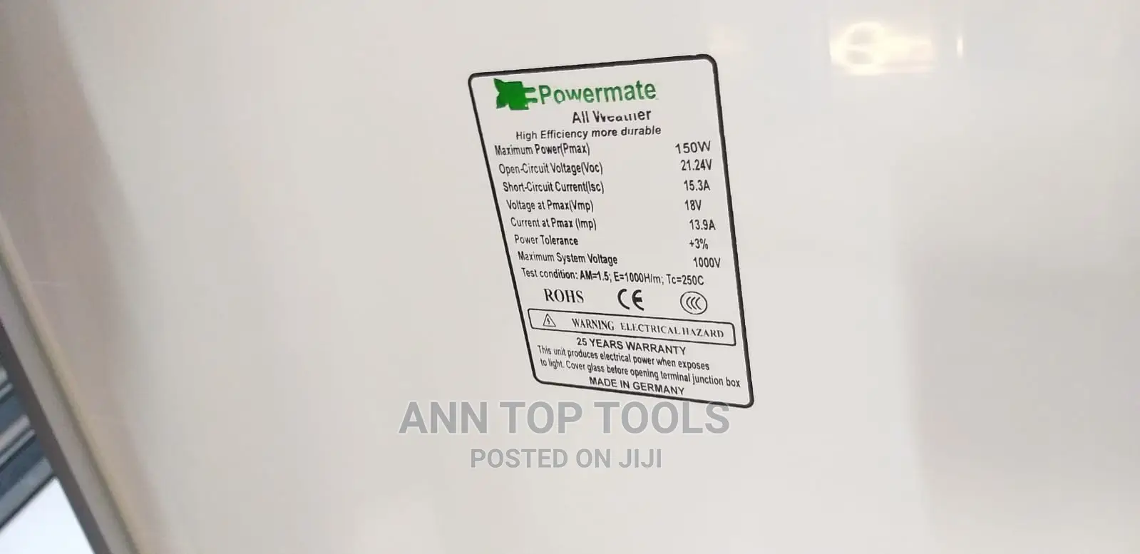 Original Powermate 150watts Solar Panel