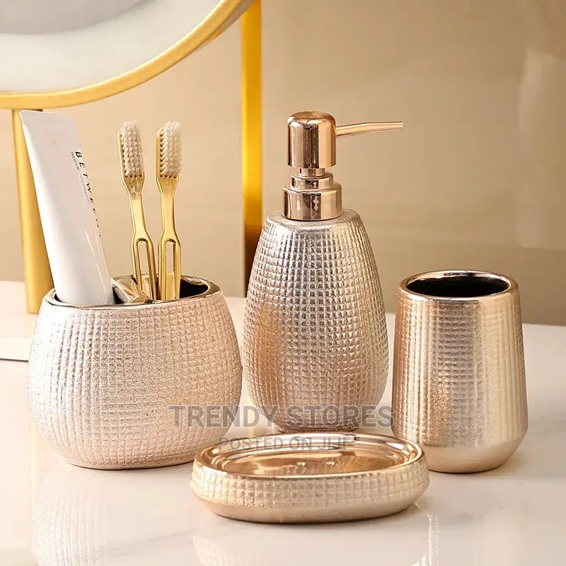 4pcs Rose Gold Ceramic Toiletry Set