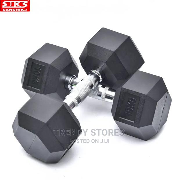10KG Hexagon Chrome Plated Handle Dumbell - main view