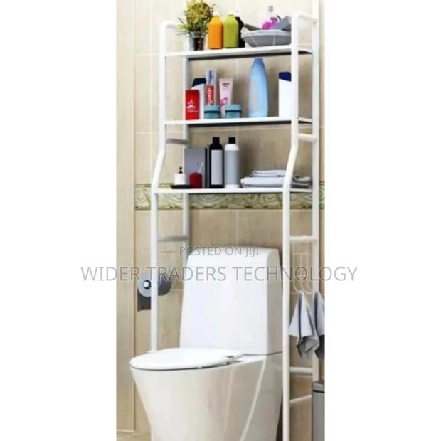 Toilet 3 Layer Over the Toilet Metallic Stand Rack Tidy