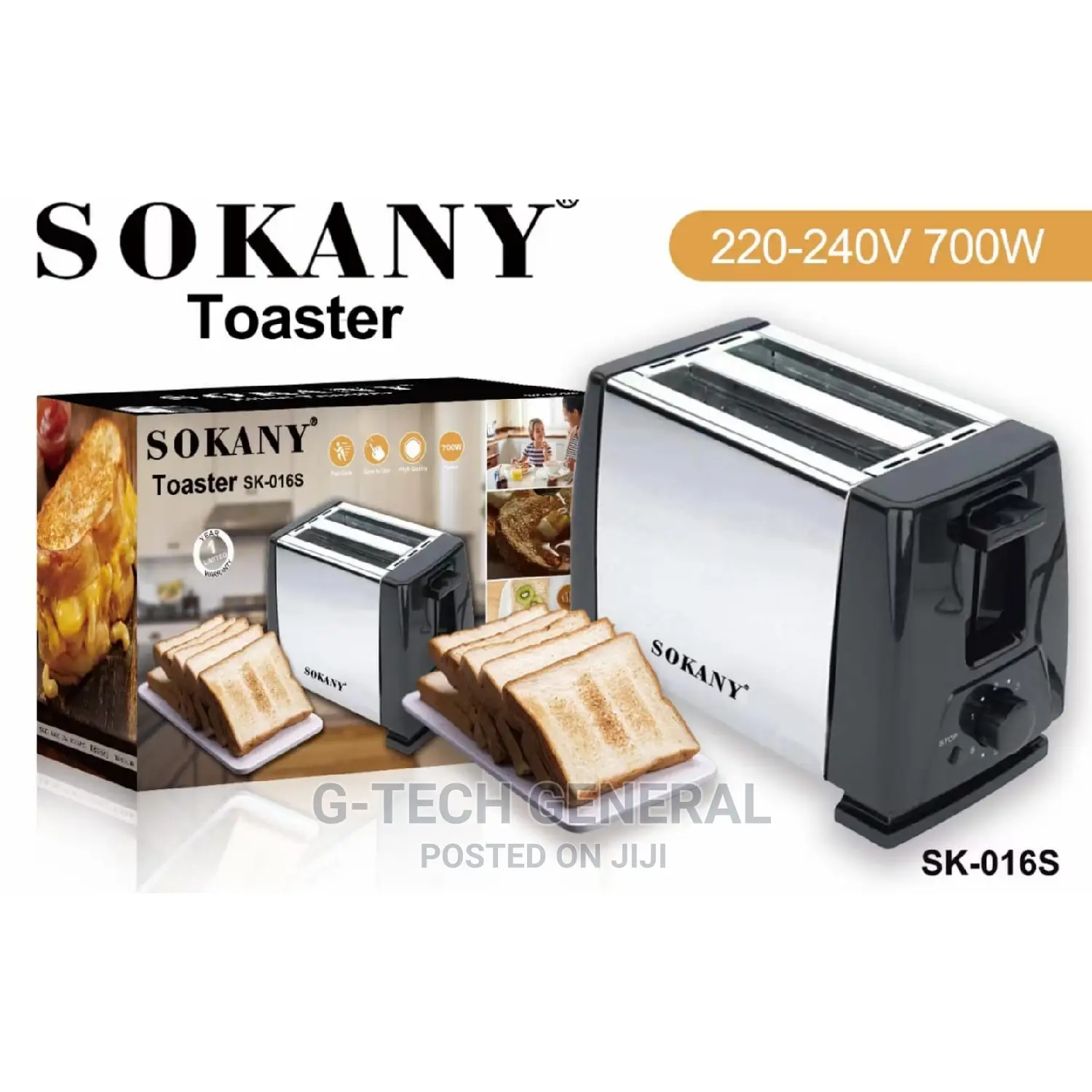 Sokany Two Slice Pop Up Bread Toaster