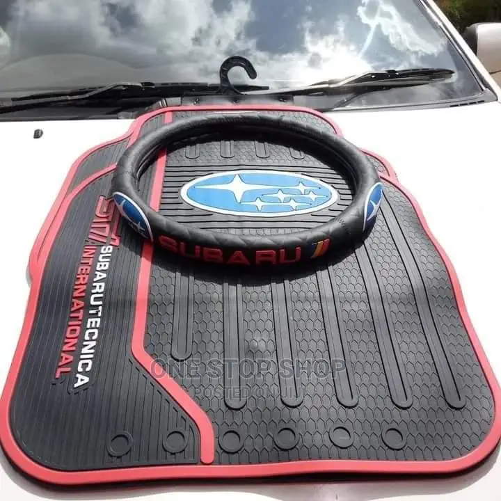 5pcs Subaru Branded Mats With Matchy Branded Steering Cover