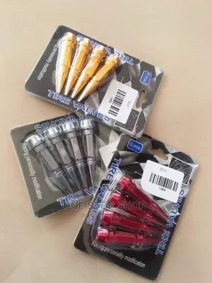Gold,Red,Silver Spike Tire Valves