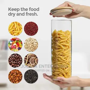 Glass Spaghetti Jar With Bamboo Lid