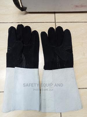 Grey Black Long Leather Glove - thumbnail 2