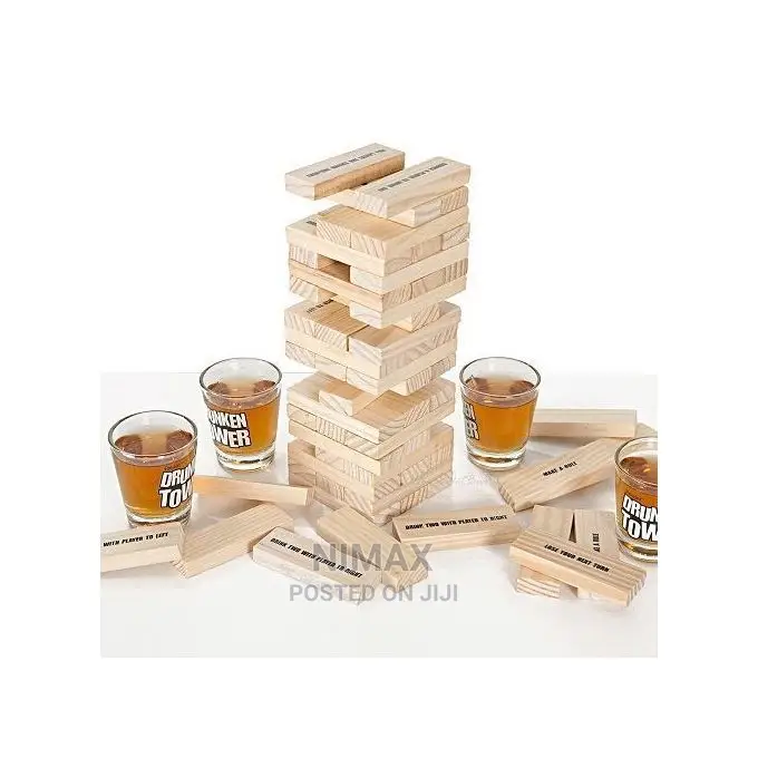 Jenga Drunken Tower Game With Drinking Glasses