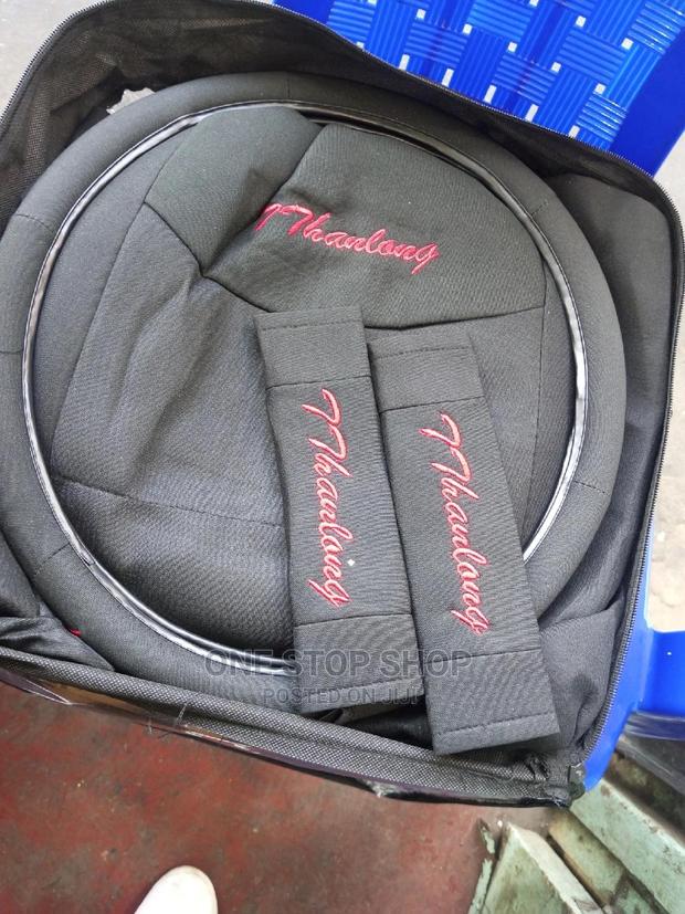 Black Fabric Seat Cover With Steering and Safety Pad