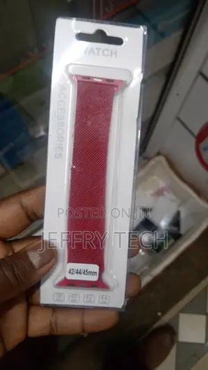 42mm-44mm Red Milanese Metal Steel Strap Smart Watch Strap
