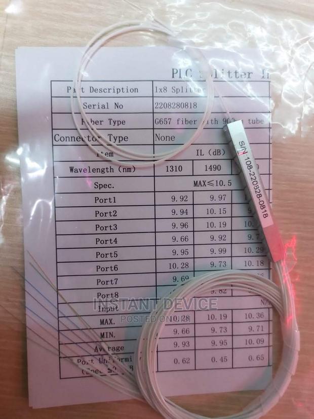 1x8 Bare PLC Fiber Splitter
