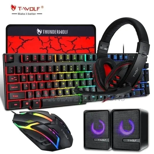 RGB Gaming Keyboard With Mouse Pad, Headphones and Speakers