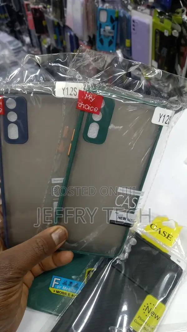 Smoke Cover for Vivo Y12s Case, Contrast-Color Button Transl