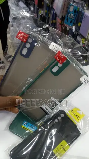 Smoke Cover for Vivo Y12s Case, Contrast-Color Button Transl