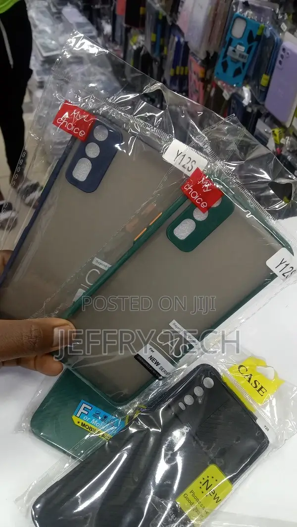 Smoke Cover for Vivo Y12s Case, Contrast-Color Button Transl