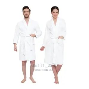 White Cotton Absorbent Bathrobes.