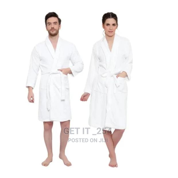 White Cotton Absorbent Bathrobes.