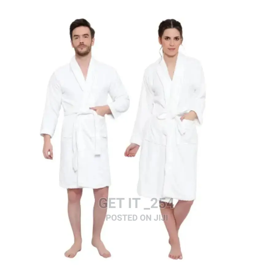 White Cotton Absorbent Bathrobes.