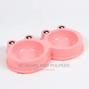 Dog/Cat Double Bowl Plastic Pet Frog Shape Bowl Anti Slip
