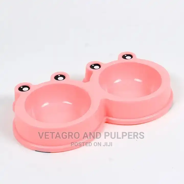 Dog/Cat Double Bowl Plastic Pet Frog Shape Bowl Anti Slip