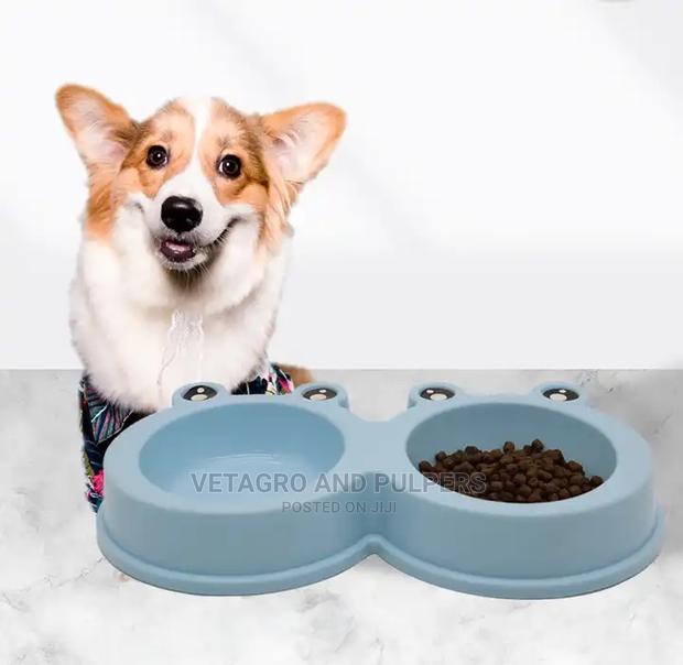 Dog/Cat Double Bowl Plastic Pet Frog Shape Bowl Anti Slip