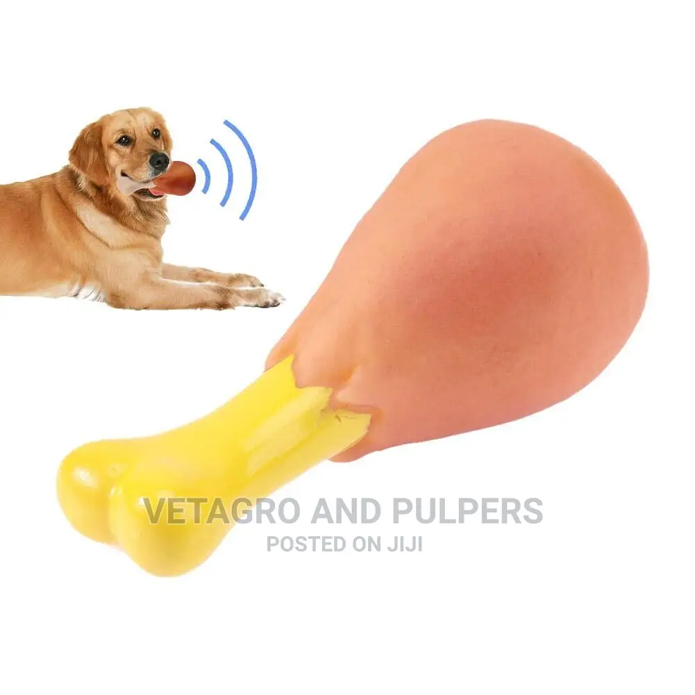 SQUEAKY Dog Toy Chicken Bone Shaped Toys Strong Silicone